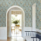 Genevieve Harbor Blue Floral Trail Wallpaper