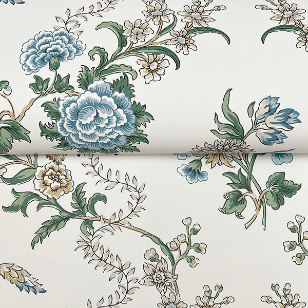Genevieve Sapphire Floral Trail Wallpaper