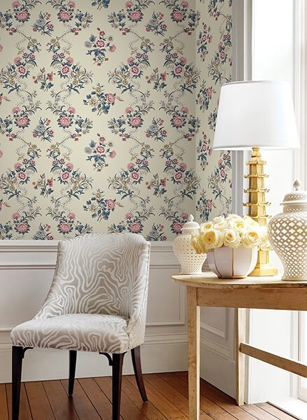 Genevieve Rose Floral Trail Wallpaper