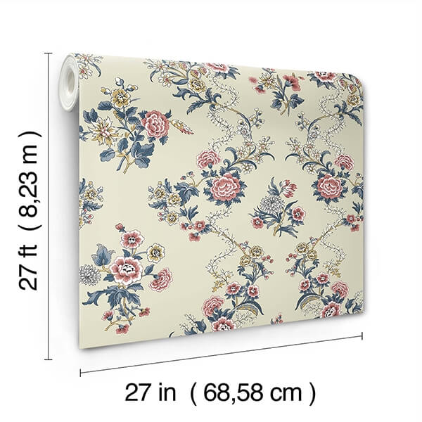 Genevieve Rose Floral Trail Wallpaper