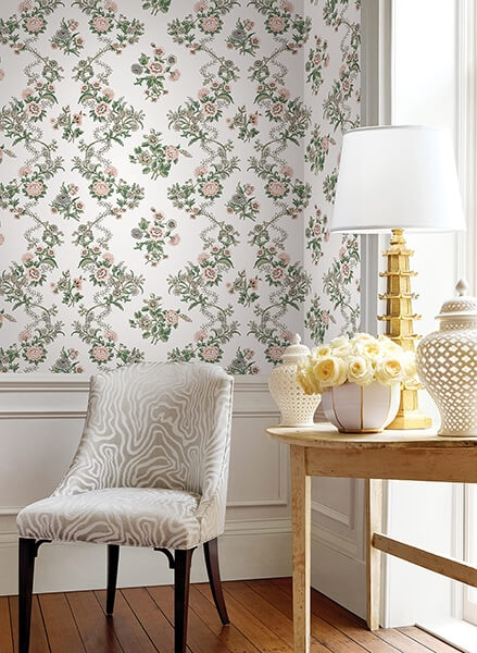Genevieve Blush Floral Trail Wallpaper