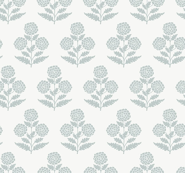 Souci Light Blue Marigolds Wallpaper