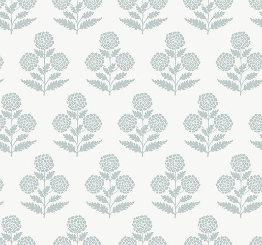 Souci Light Blue Marigolds Wallpaper