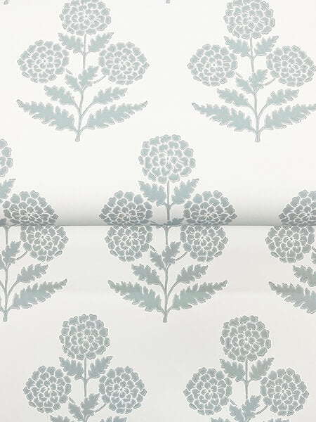 Souci Light Blue Marigolds Wallpaper