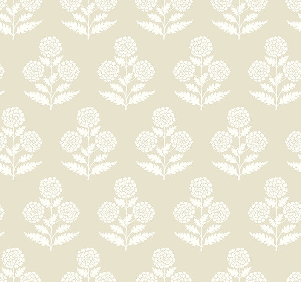 Souci Beige Marigolds Wallpaper