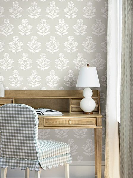 Souci Beige Marigolds Wallpaper