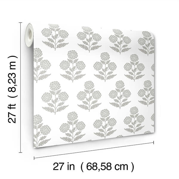 Souci Grey Marigolds Wallpaper