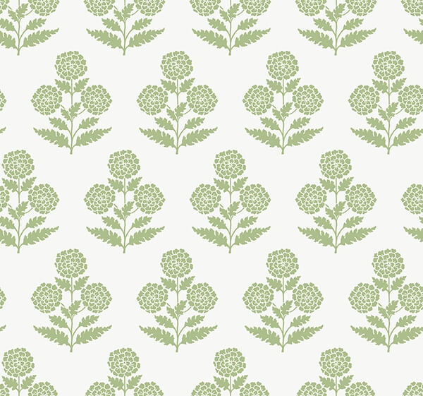 Souci Green Marigolds Wallpaper