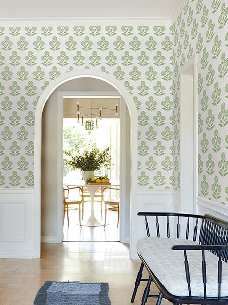 Souci Green Marigolds Wallpaper