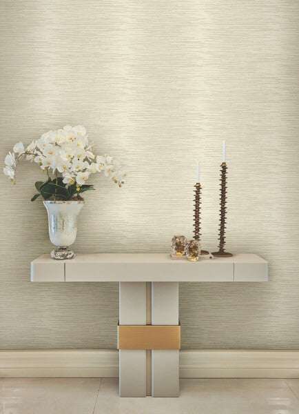 Operetta Cream Metallic Columns Wallpaper