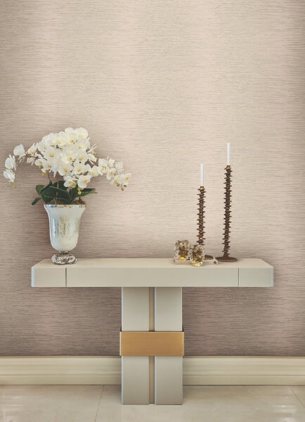 Operetta Blush Metallic Columns Wallpaper