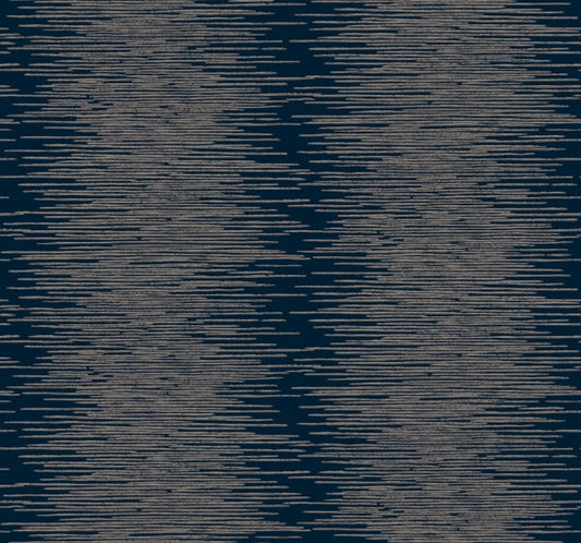 Operetta Navy Metallic Columns Wallpaper