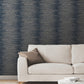 Operetta Navy Metallic Columns Wallpaper