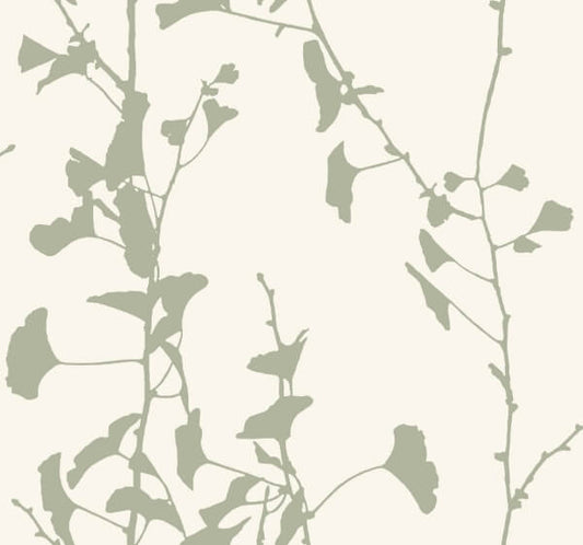 Ginkgo Silhouette Sage Cork Wallpaper
