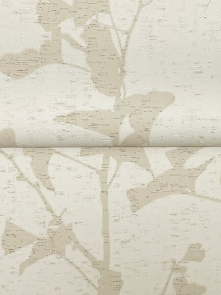 Ginkgo Silhouette Neutral Cork Wallpaper