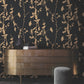 Ginkgo Silhouette Black & Gold Cork Wallpaper
