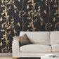 Ginkgo Silhouette Black & Gold Cork Wallpaper