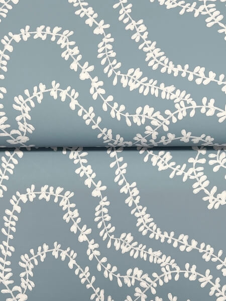String of Pearls Denim Vine Wallpaper