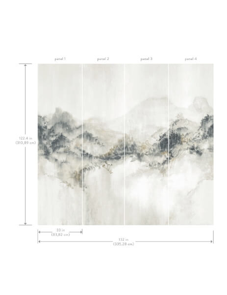 Mystic Overlook Grey Wall Mural