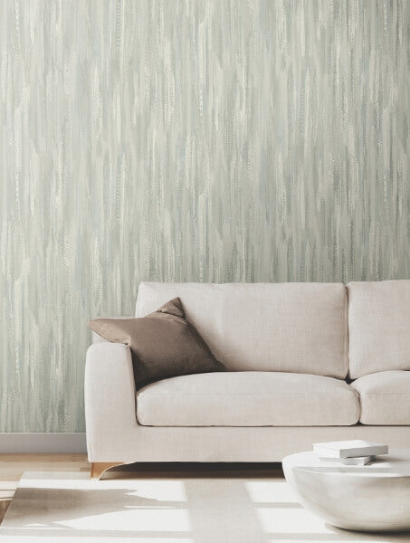 Tribeca Aqua Texture Stripe Wallpaper