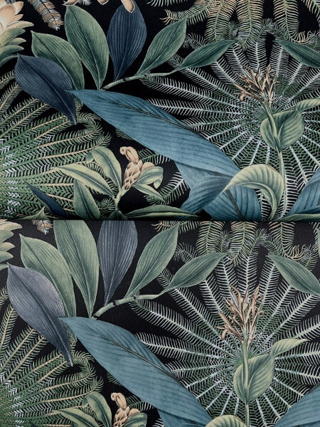 Enchanted Garden Navy Tropical Wallpaper