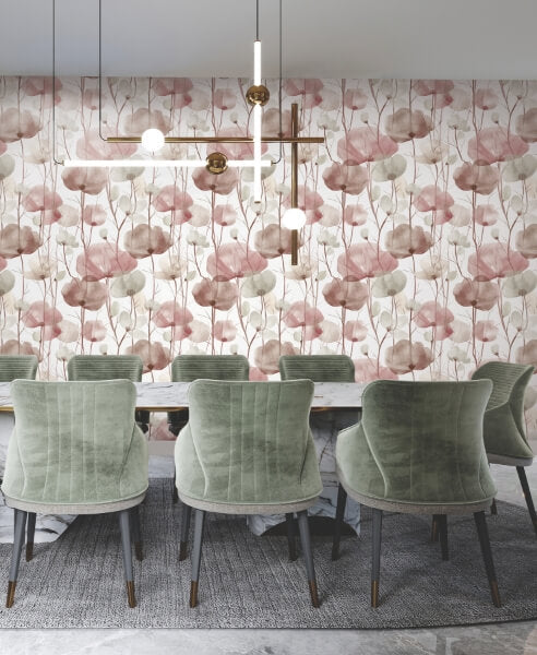 Cotswolds Poppies Red Floral Wallpaper