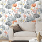 Cotswolds Poppies Coral Floral Wallpaper