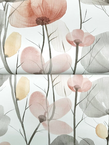 Cotswolds Poppies Pastel Floral Wallpaper
