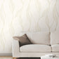 Society Hill White Abstract Leaf Wallpaper