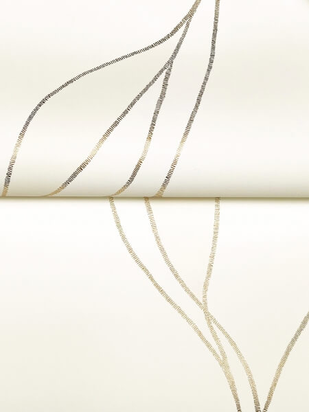 Society Hill White Abstract Leaf Wallpaper