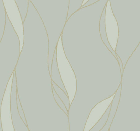 Society Hill Mint Abstract Leaf Wallpaper