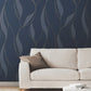 Society Hill Navy Abstract Leaf Wallpaper