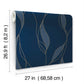 Society Hill Navy Abstract Leaf Wallpaper