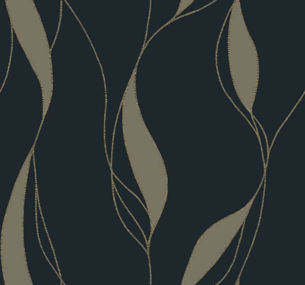 Society Hill Black Abstract Leaf Wallpaper