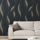 Society Hill Black Abstract Leaf Wallpaper