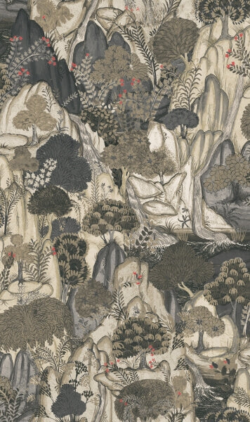 Falling Waters Neutral Scenic Wallpaper