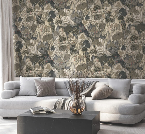 Falling Waters Neutral Scenic Wallpaper