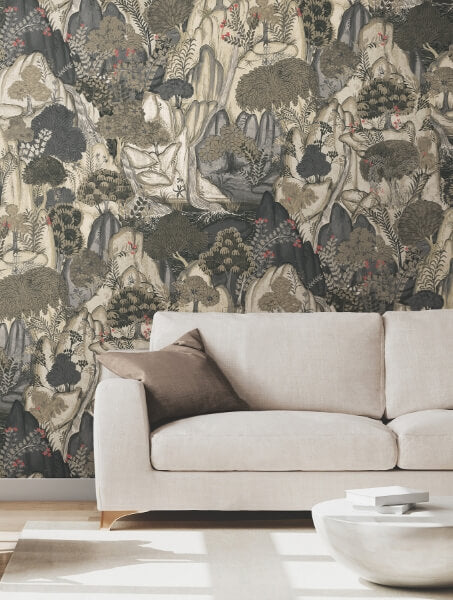 Falling Waters Neutral Scenic Wallpaper