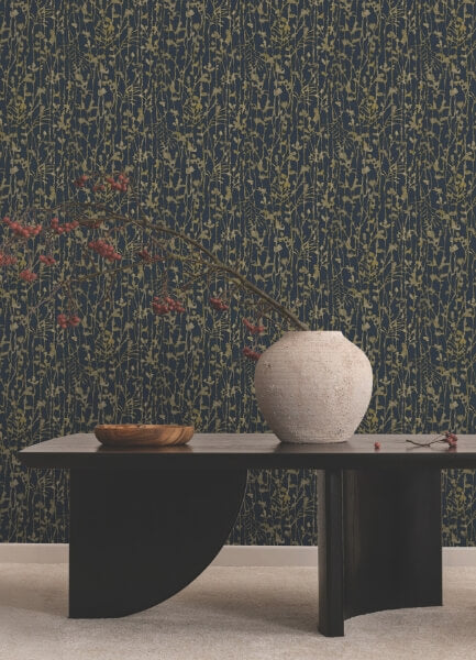 Filigree Navy Abstract Wallpaper