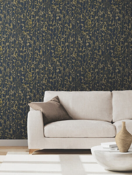 Filigree Navy Abstract Wallpaper
