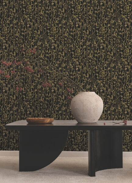 Filigree Black Abstract Wallpaper