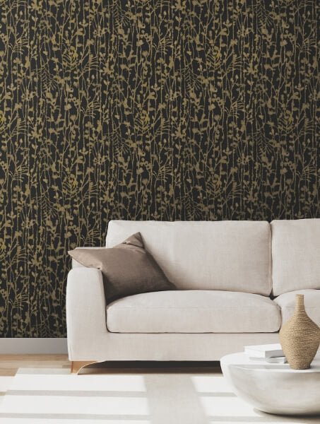 Filigree Black Abstract Wallpaper