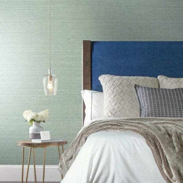 Sisal Twill Color Grasscloth Aquamarine Wallpaper