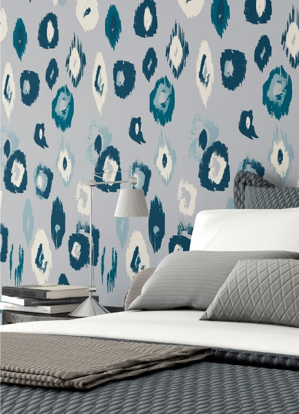 Amara Blue Animal Ikat Wallpaper