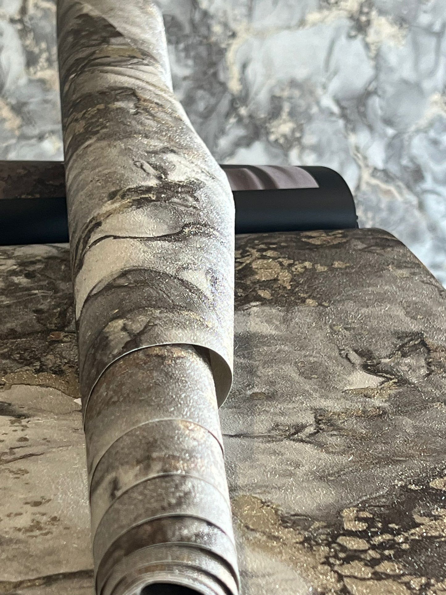 Dazzling Grey-Gold Marble Wallpaper