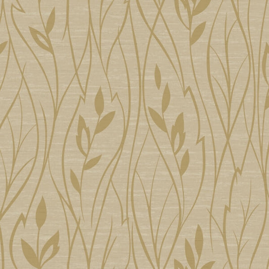 Leaf Silhouette Beige Metallic Wallpaper