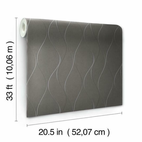 Wavy Stripe Black Metallic Wallpaper
