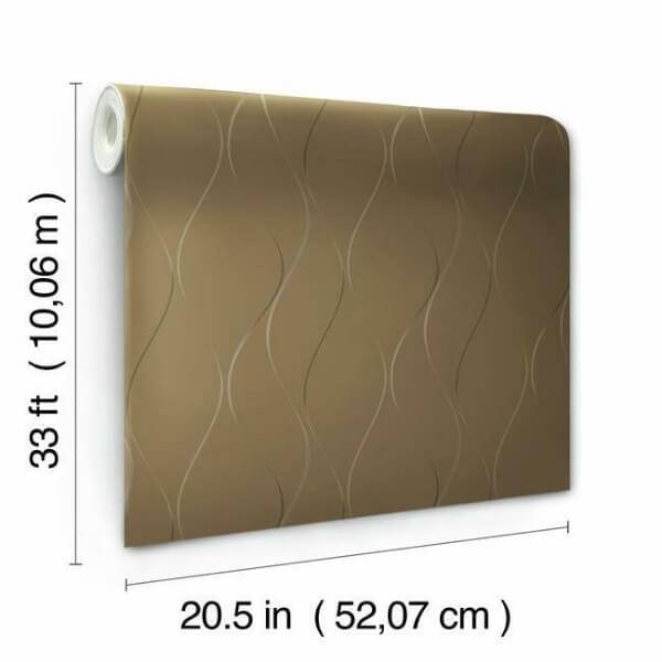 Wavy Stripe Tan Metallic Wallpaper