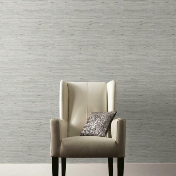 Lustrous Grasscloth Silver Wallpaper