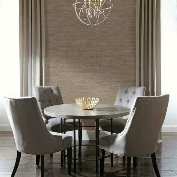 Lustrous Grasscloth Silver & Taupe Wallpaper